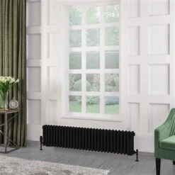 Eastbrook Rivassa 3 Koloms Radiator 140x30cm Staal 1342W Zwart Mat