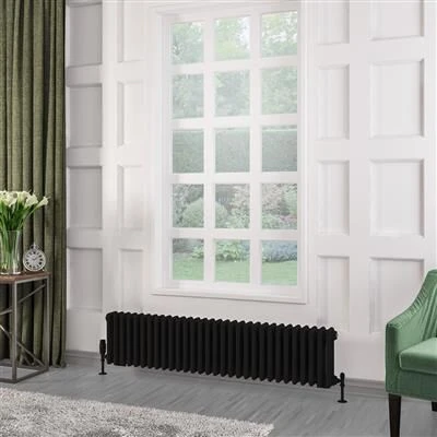 Eastbrook Rivassa 3 Koloms Radiator 140x30cm Staal 1342W Zwart Mat