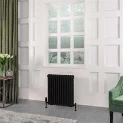 Eastbrook Rivassa 3 Koloms Radiator 55x60cm Staal 979W Zwart Mat