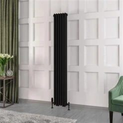 Eastbrook Rivassa 3 Koloms Radiator 30x180cm Staal 1563W Zwart Mat
