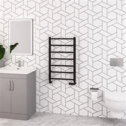 Eastbrook Tuscan Round Handdoekradiator 50x80cm 306W Zwart Mat