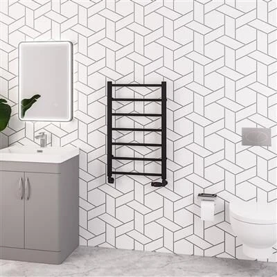 Eastbrook Tuscan Round Handdoekradiator 50x80cm 306W Zwart Mat