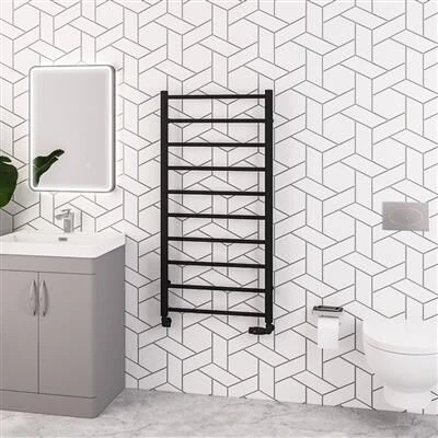 Eastbrook Tuscan Round Handdoekradiator 60x120cm 529W Zwart Mat