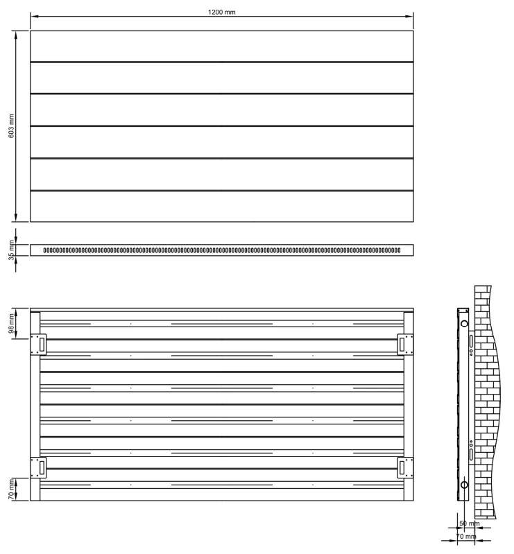 Eastbrook Berkeley Radiator 120x60cm Aluminium 820W Wit Mat - Afbeelding 4