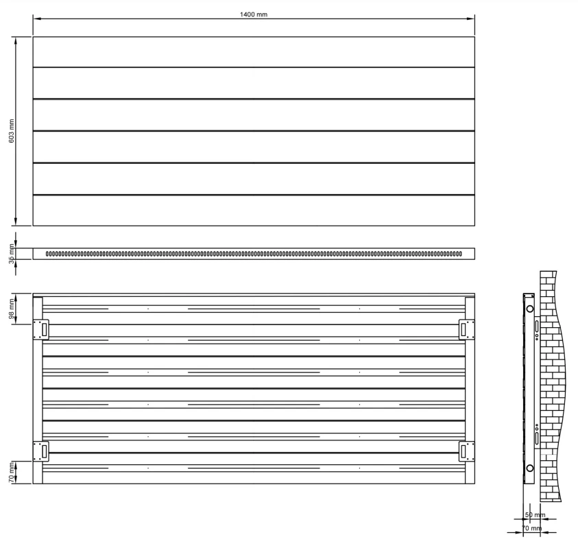 Eastbrook Berkeley Radiator 140x60cm Aluminium 949W Antraciet - Afbeelding 4