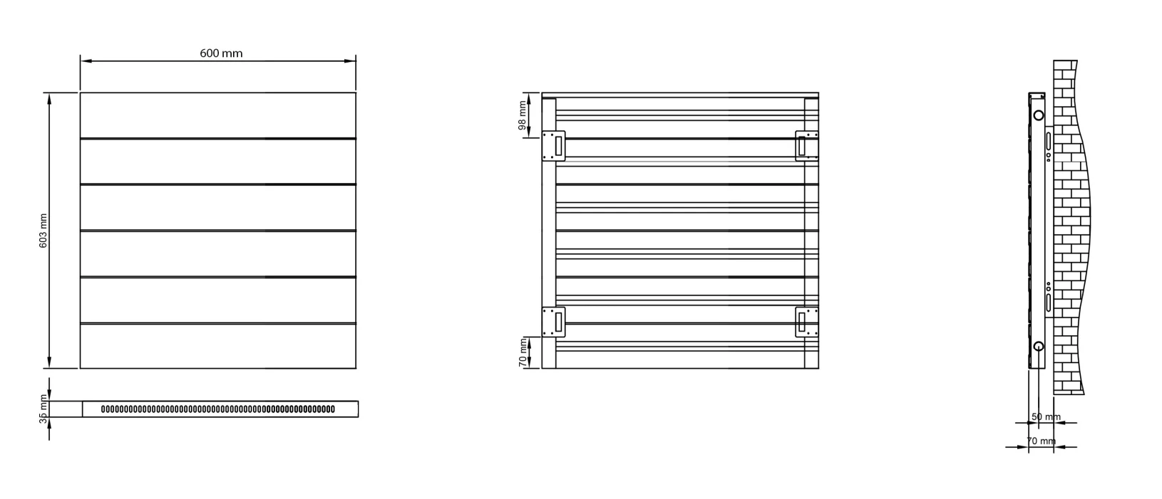 Eastbrook Berkeley Radiator 60x60cm Aluminium 425W Wit Mat - Afbeelding 4