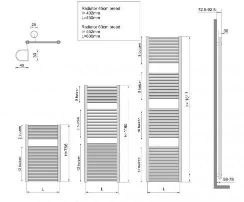 Calor Elara Sierradiator Antraciet 181.7x60cm 1067W - Afbeelding 2