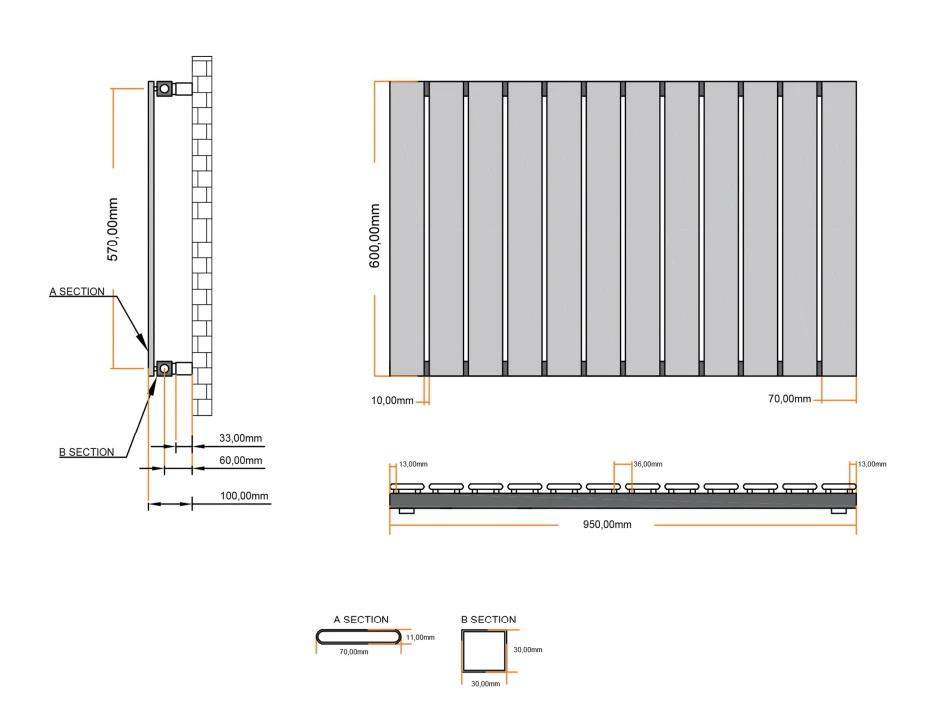 Eastbrook Deddington Radiator 95x60cm 907W Antraciet - Afbeelding 4