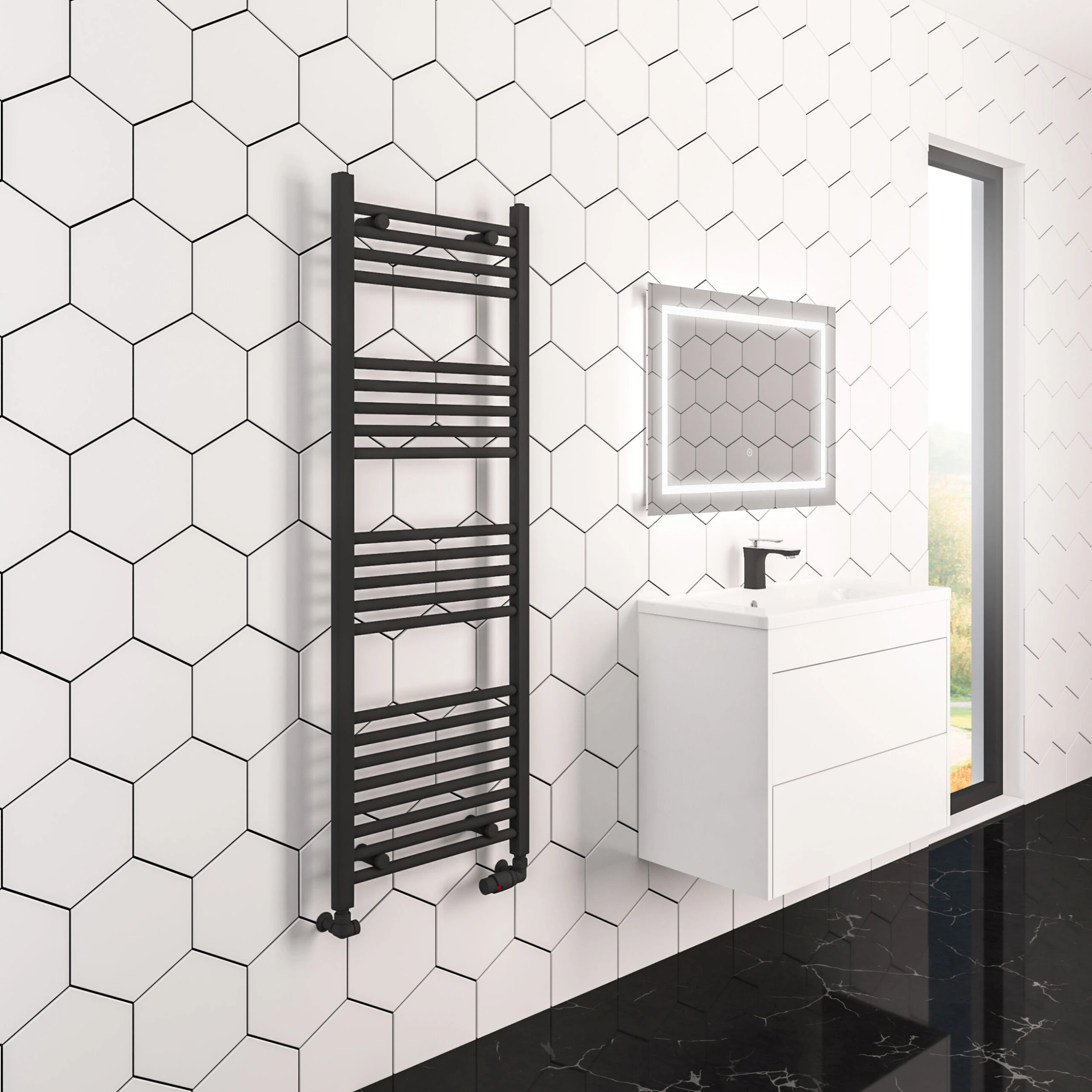 Eastbrook Wingrave Verticale Verwarming 160x40cm Mat Zwart 669 Watt