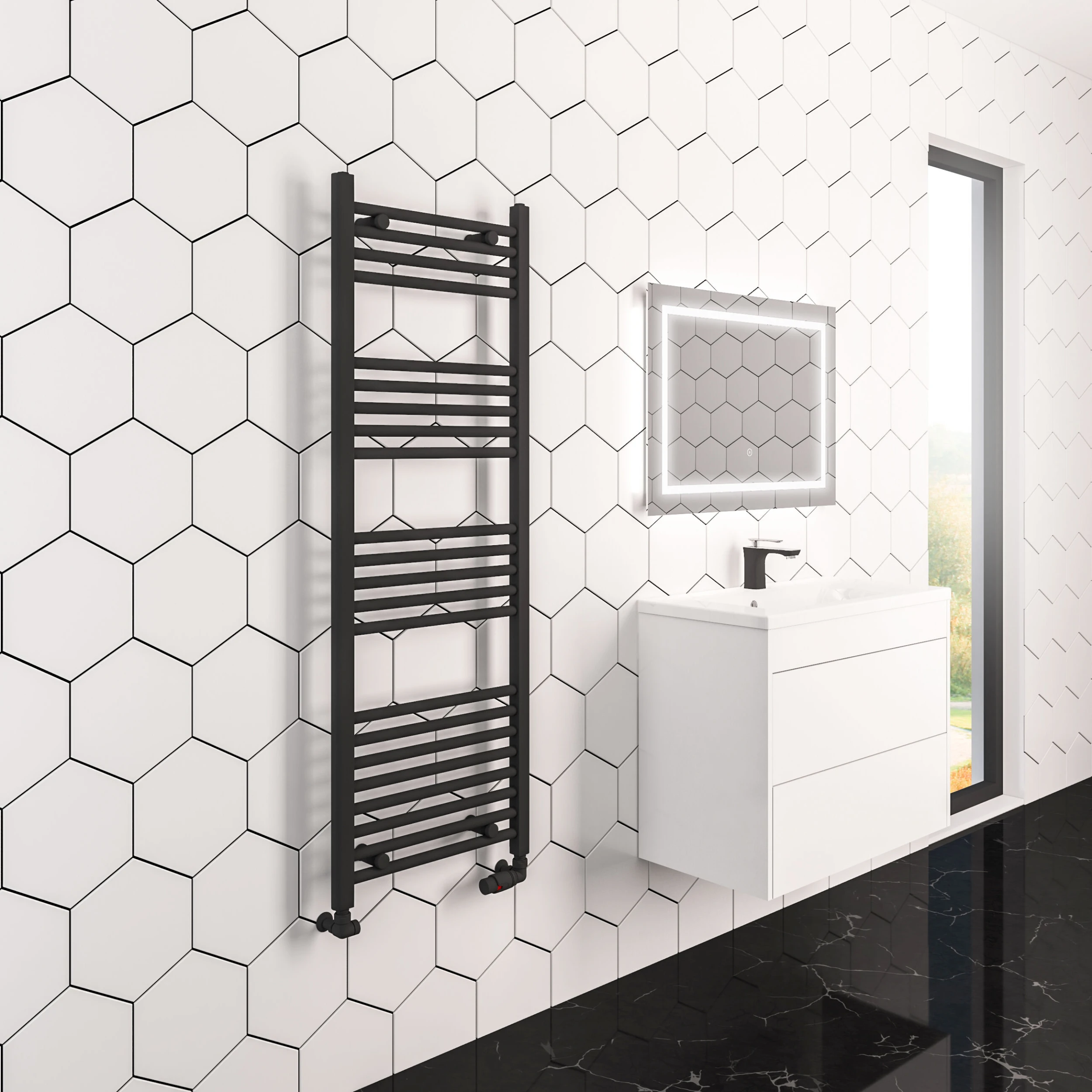 Eastbrook Wingrave Verticale Verwarming 160x40cm Mat Zwart 669 Watt - Afbeelding 3