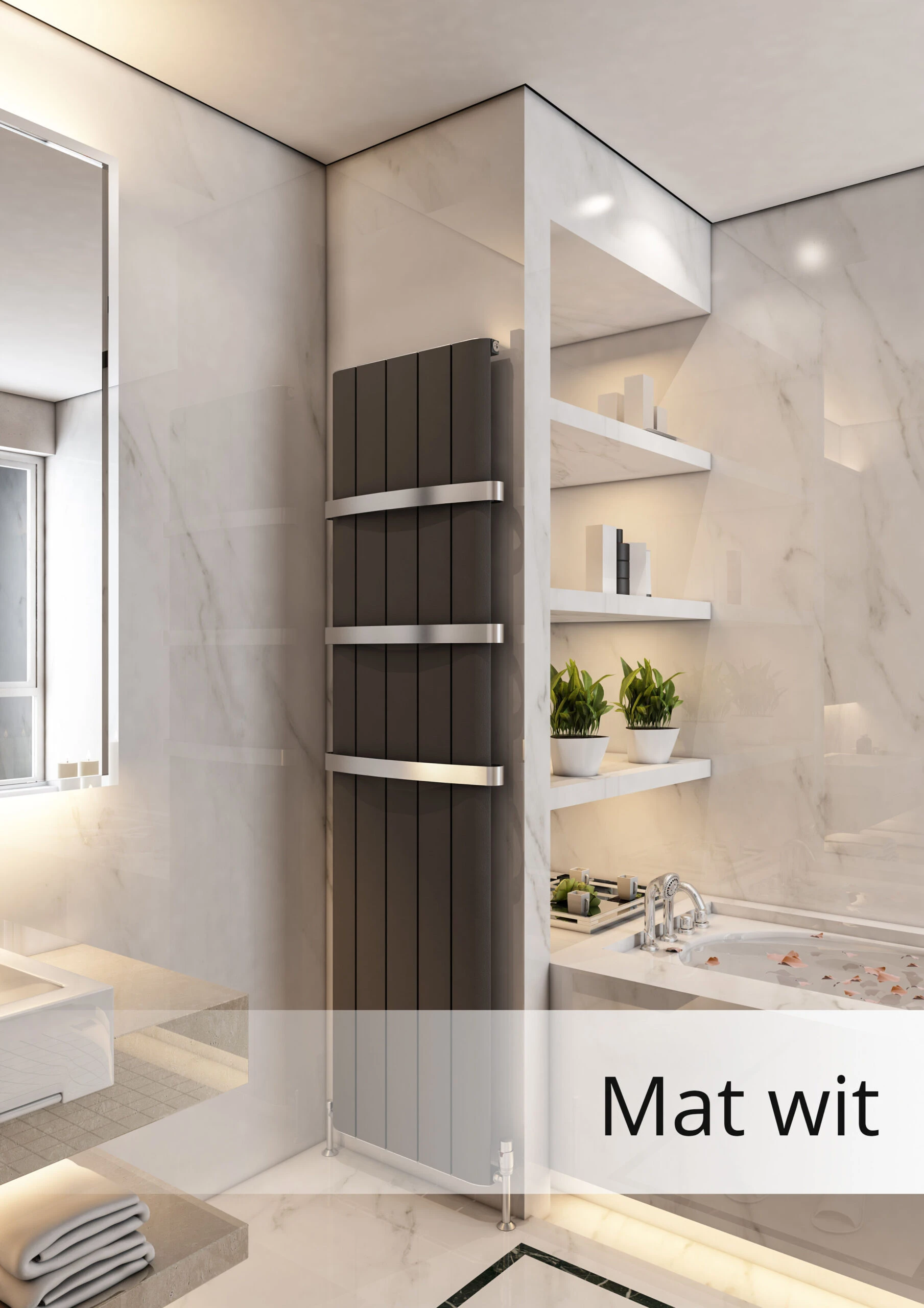 Eastbrook Withington Verticale Aluminium Radiator 180x28cm Mat Wit 838 Watt