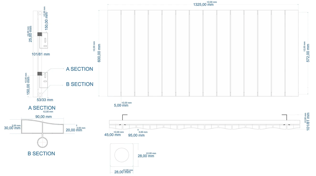 Eastbrook Fairford Radiator 135x60cm Aluminium 1382W Antraciet - Afbeelding 2