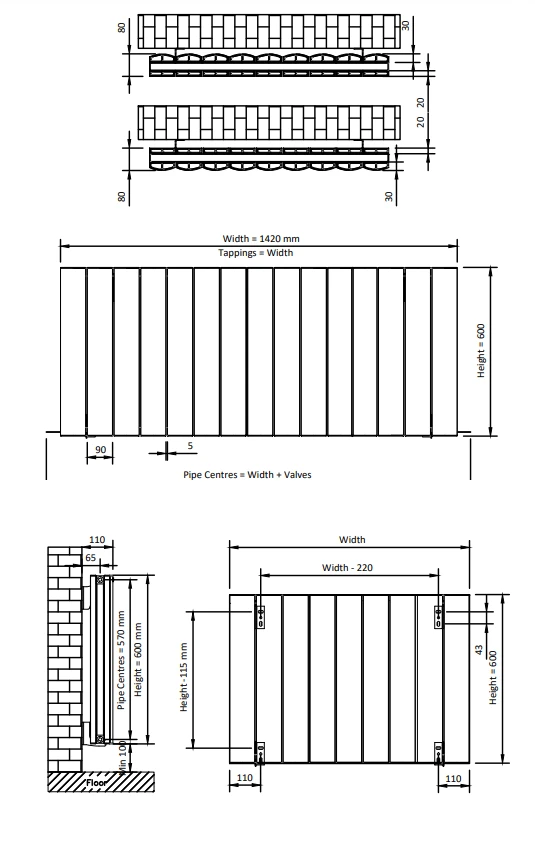 Eastbrook Guardia Radiator 140x60cm Aluminium 2400W Wit Mat - Afbeelding 3