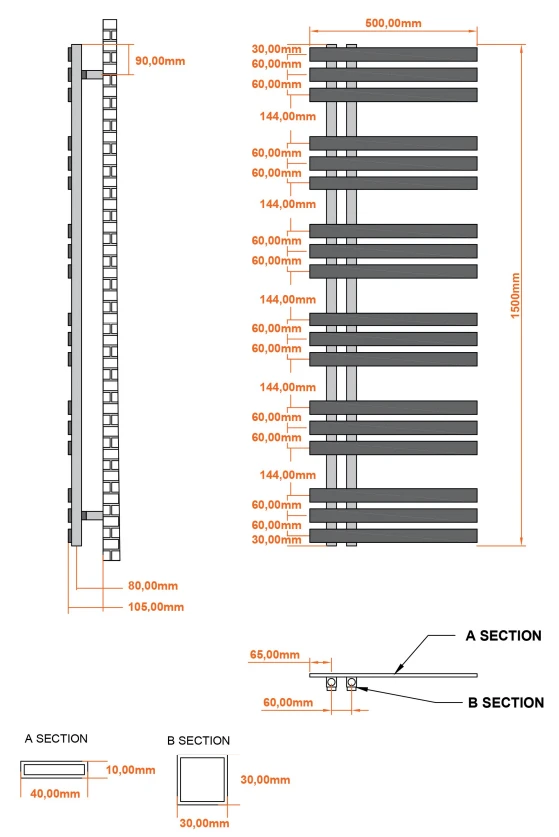 Eastbrook Hurley Handdoekradiator 50x150cm 441W Chroom - Afbeelding 4