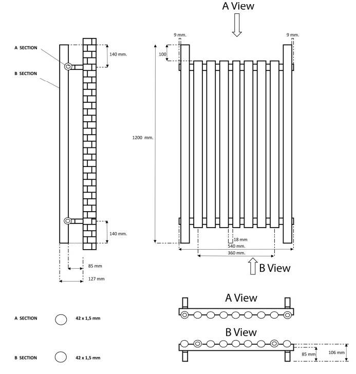 Eastbrook Lambourne Horizontale Radiator 55x120cm 837W Wit Mat - Afbeelding 6
