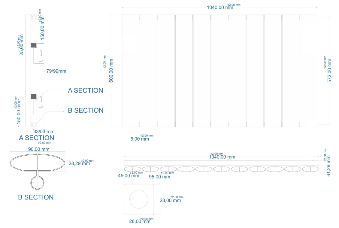 Eastbrook Malmesbury Radiator 105x60cm Aluminium 1039W Grijs Mat - Afbeelding 4