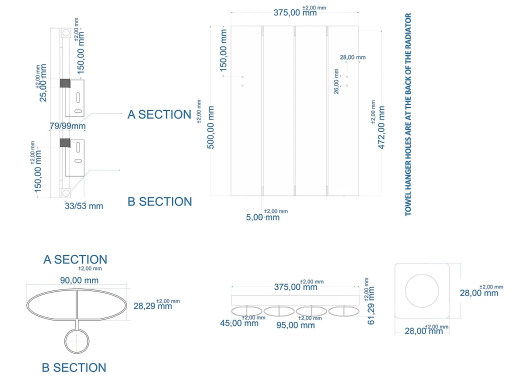 Eastbrook Malmesbury Radiator 35x50cm Aluminium 340W Antraciet - Afbeelding 4