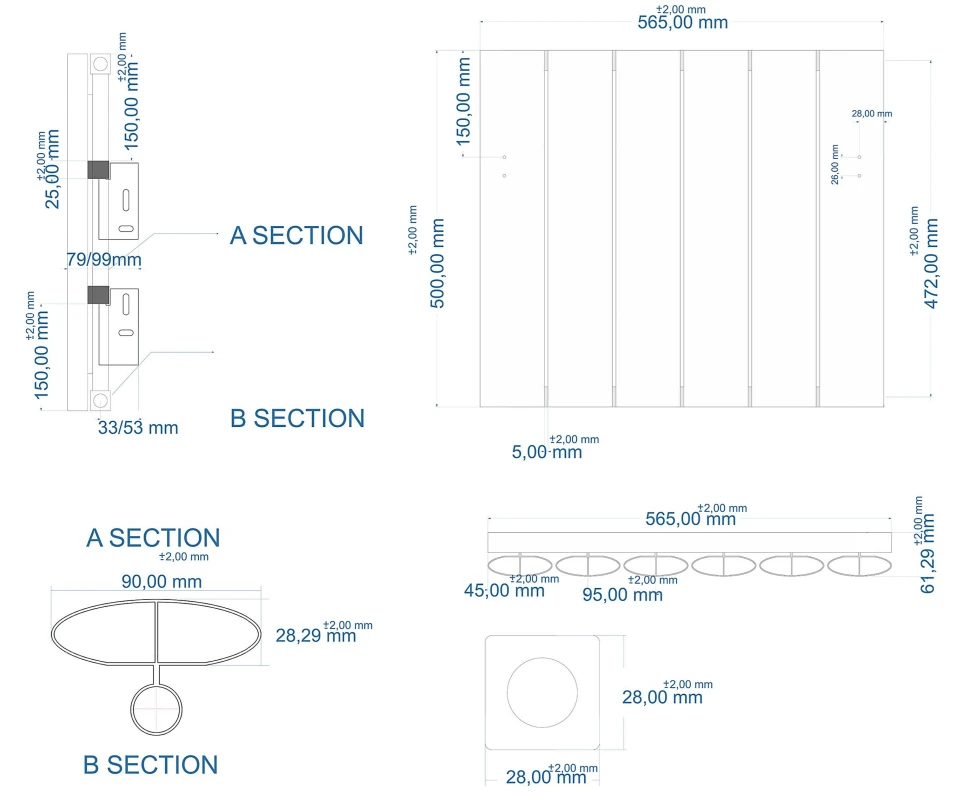Eastbrook Malmesbury Radiator 55x50cm Aluminium 500W Grijs Mat - Afbeelding 4