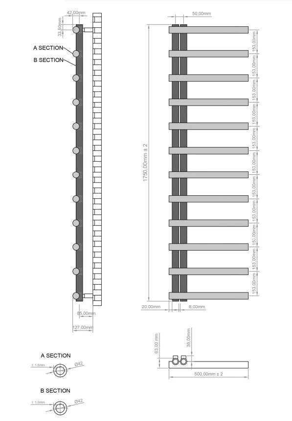 Eastbrook Marlow E-Style Handdoekradiator 50x175cm 491W Chroom - Afbeelding 4