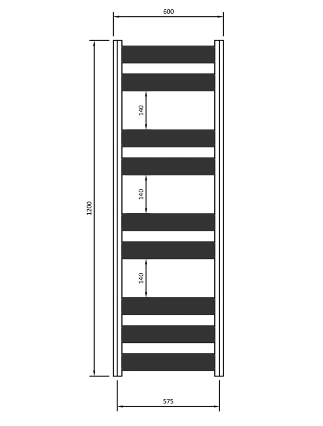 Eastbrook Pelago Handdoekradiator 60x120cm Aluminium 659W Aluminium - Afbeelding 4