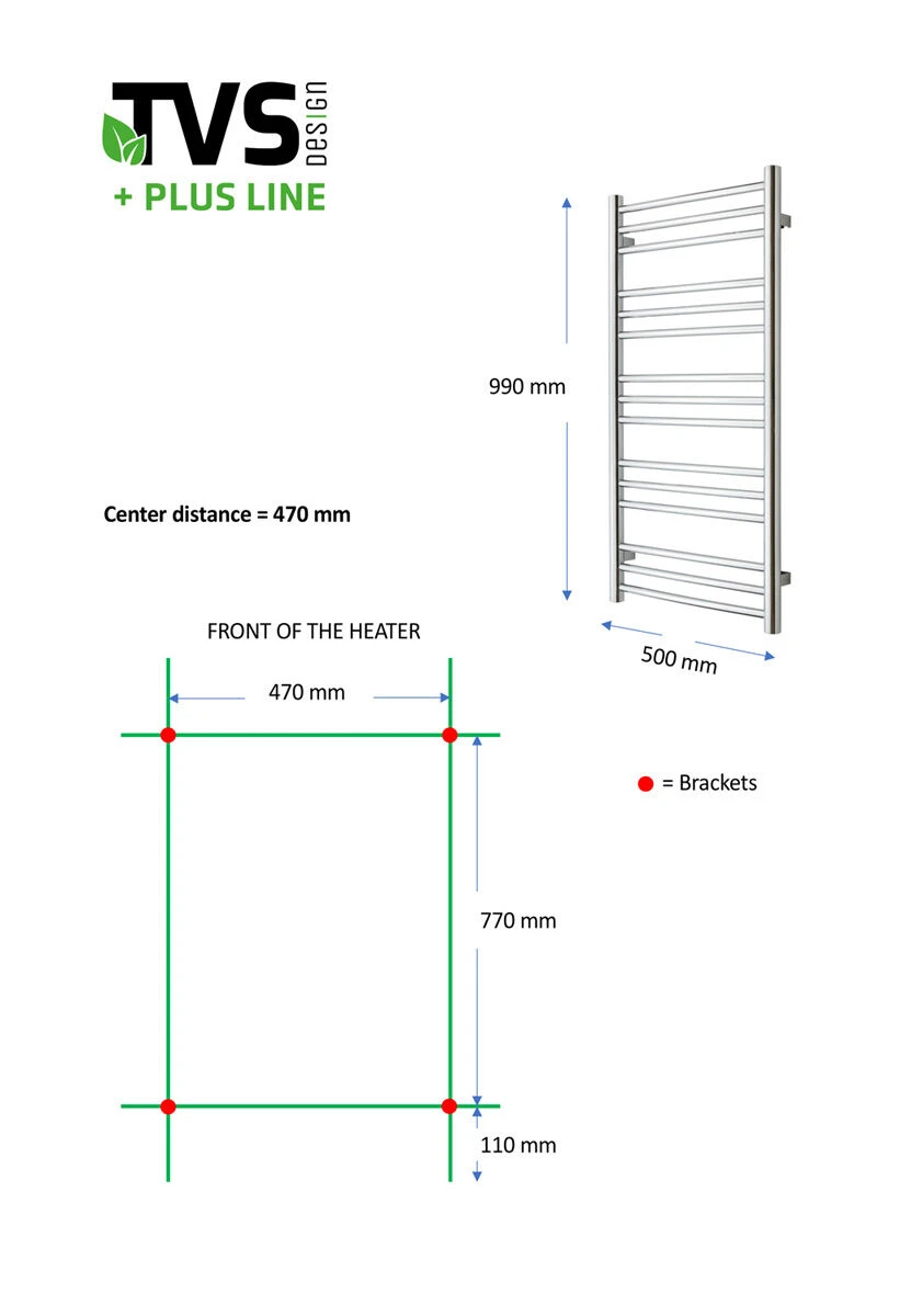 TVS Design Plus Handdoekradiator Goud Geborsteld 230W 99x50cm - Afbeelding 3