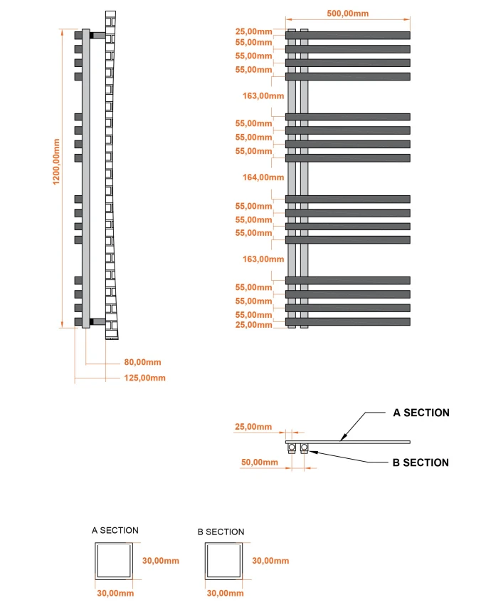 Eastbrook Reinbach Handdoekradiator 50x120cm 671W Zwart Mat - Afbeelding 3
