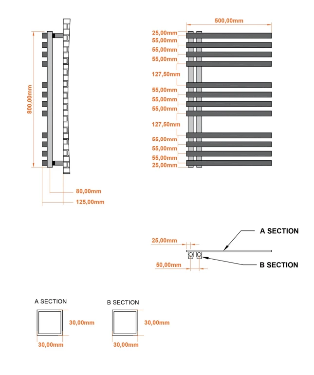 Eastbrook Reinbach Handdoekradiator 50x80cm 466W Cappuccino - Afbeelding 3