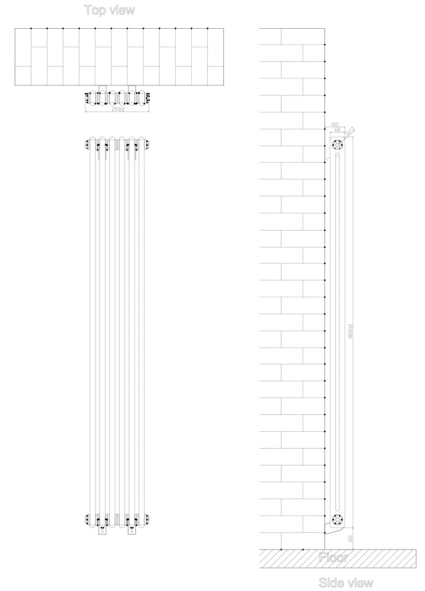 Eastbrook Rivassa 2 Koloms Radiator 30x180cm Staal 933W Zwart Mat - Afbeelding 4
