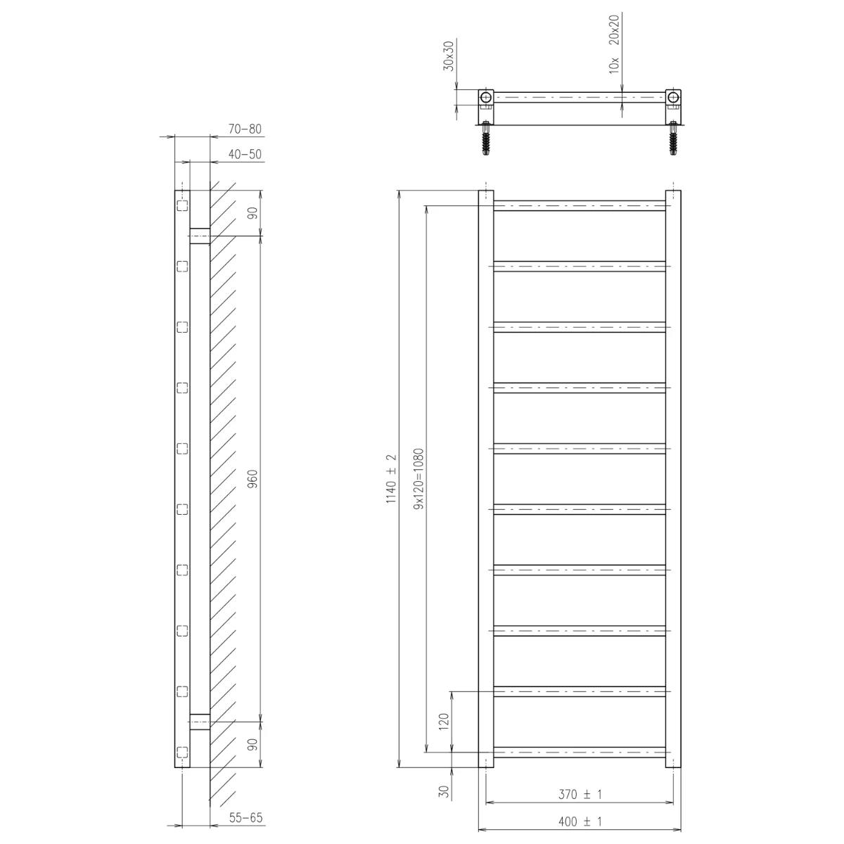 Sapho Metro Light Radiator Chroom 40x114cm 200W - Afbeelding 6