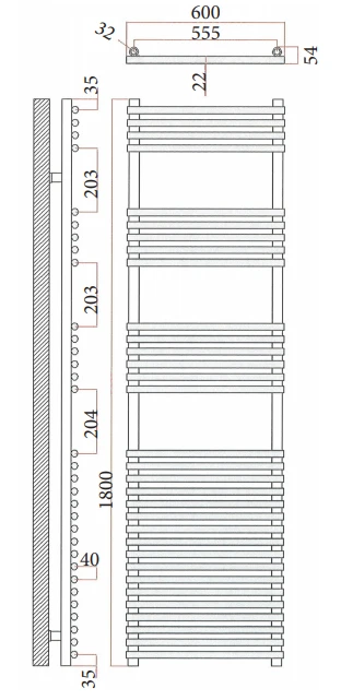 Sanicare Design Radiator Tube-On-Tube 180 X 60 Cm. Chroom - Afbeelding 5