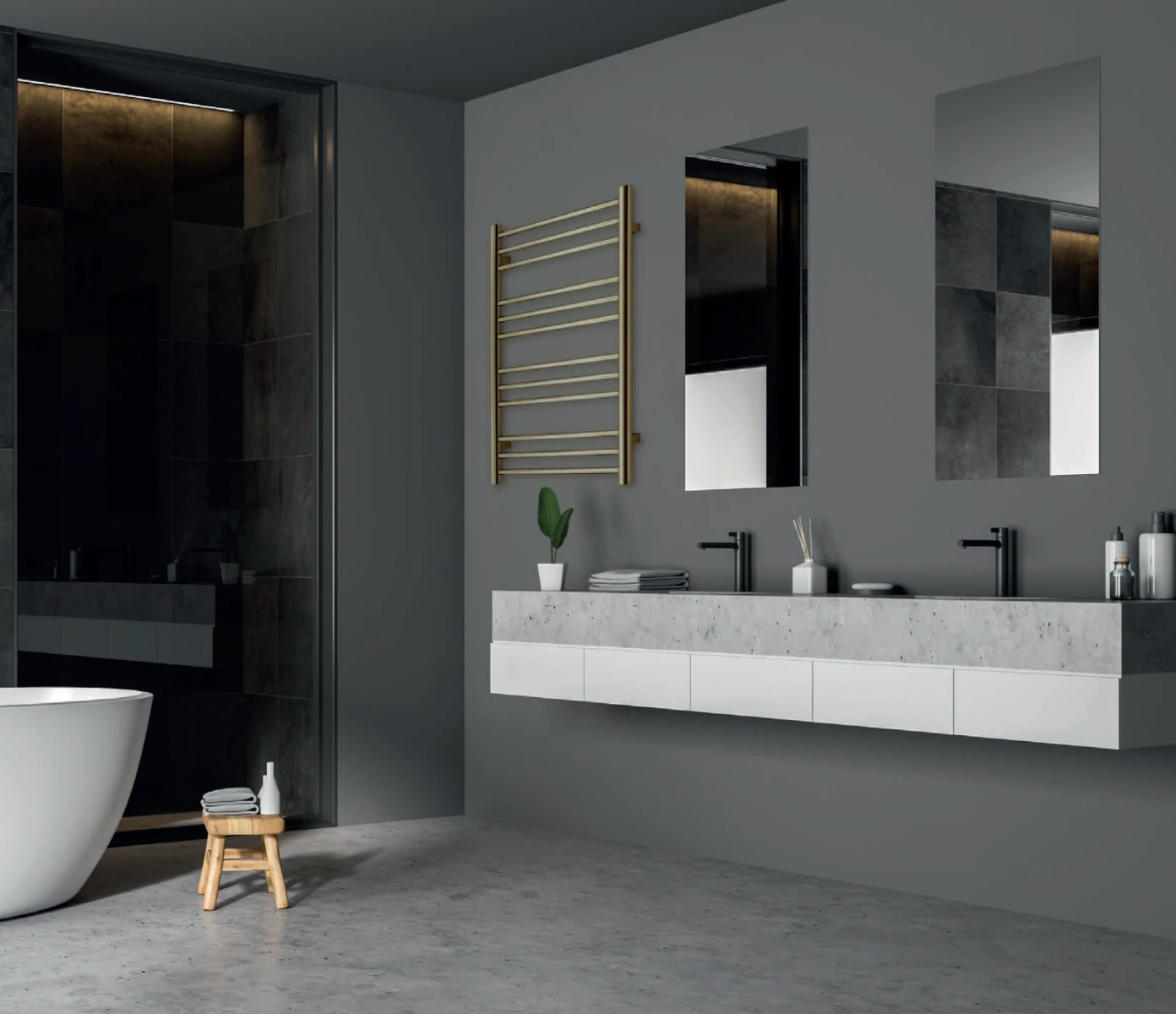 TVS Design Plus Handdoekradiator Goud Geborsteld 189W 78,5x50cm - Afbeelding 2