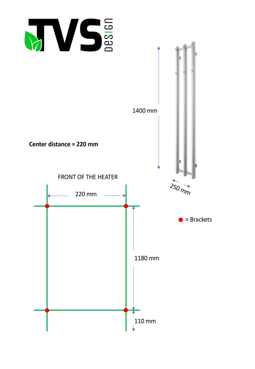 TVS Design Vino 3 Handdoekradiator Wit 195W 140x25cm - Afbeelding 4